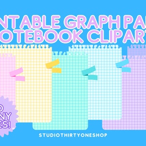 Colorful Graph Paper Image set | Perfect for DIY Kawaii Notebooks, Cards, Planner Stickers, Scrapbooking, & more!