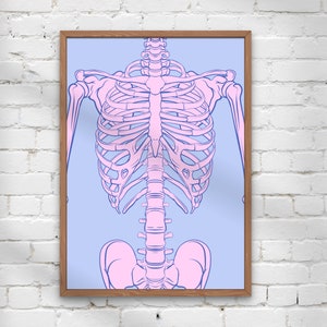 Pink Skeleton Art Print | Halloween Wall Art Print, Pastel Skeleton Print, Pink Halloween Artwork, Cute Halloween Decor, Instant Download