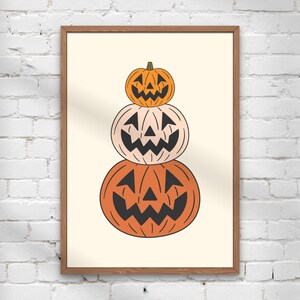 Stacked Jack O' Lantern Pumpkin Art Print | Hallowen Art Prints, Halloween Artwork, Jack O' Lantern Art, Instant Download
