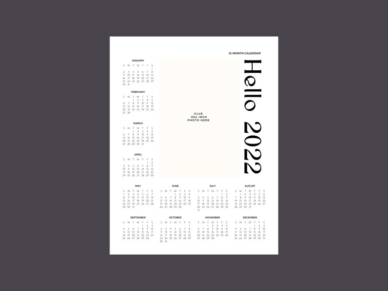 Customizable 2022 Calendar DIY 2022 Printable Calendar Etsy