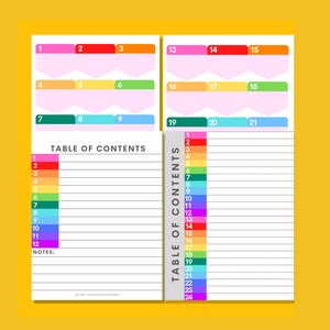 Table of Contents | Printable Planner, Planner Table of Contents, Planner Tabs, Printable Tabs, Household Binder, Homeschool Binder