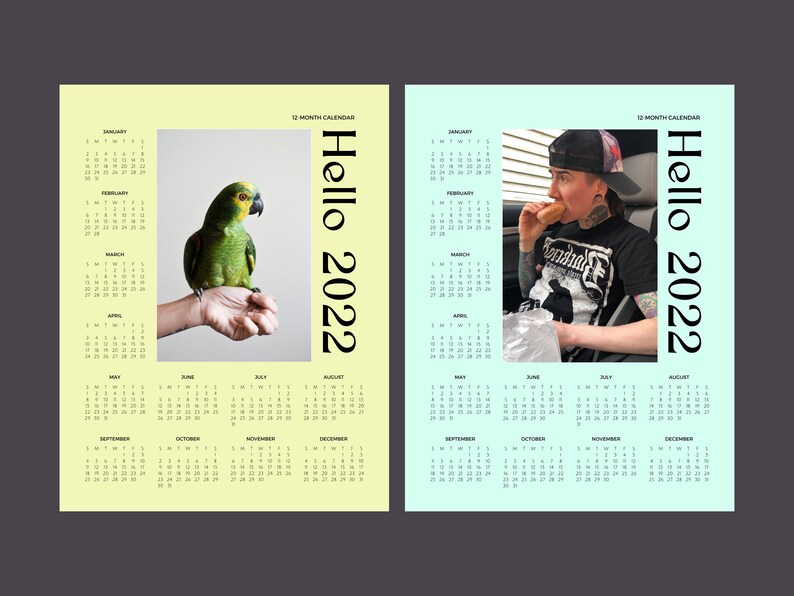 Customizable 2022 Calendar DIY 2022 Printable Calendar Etsy
