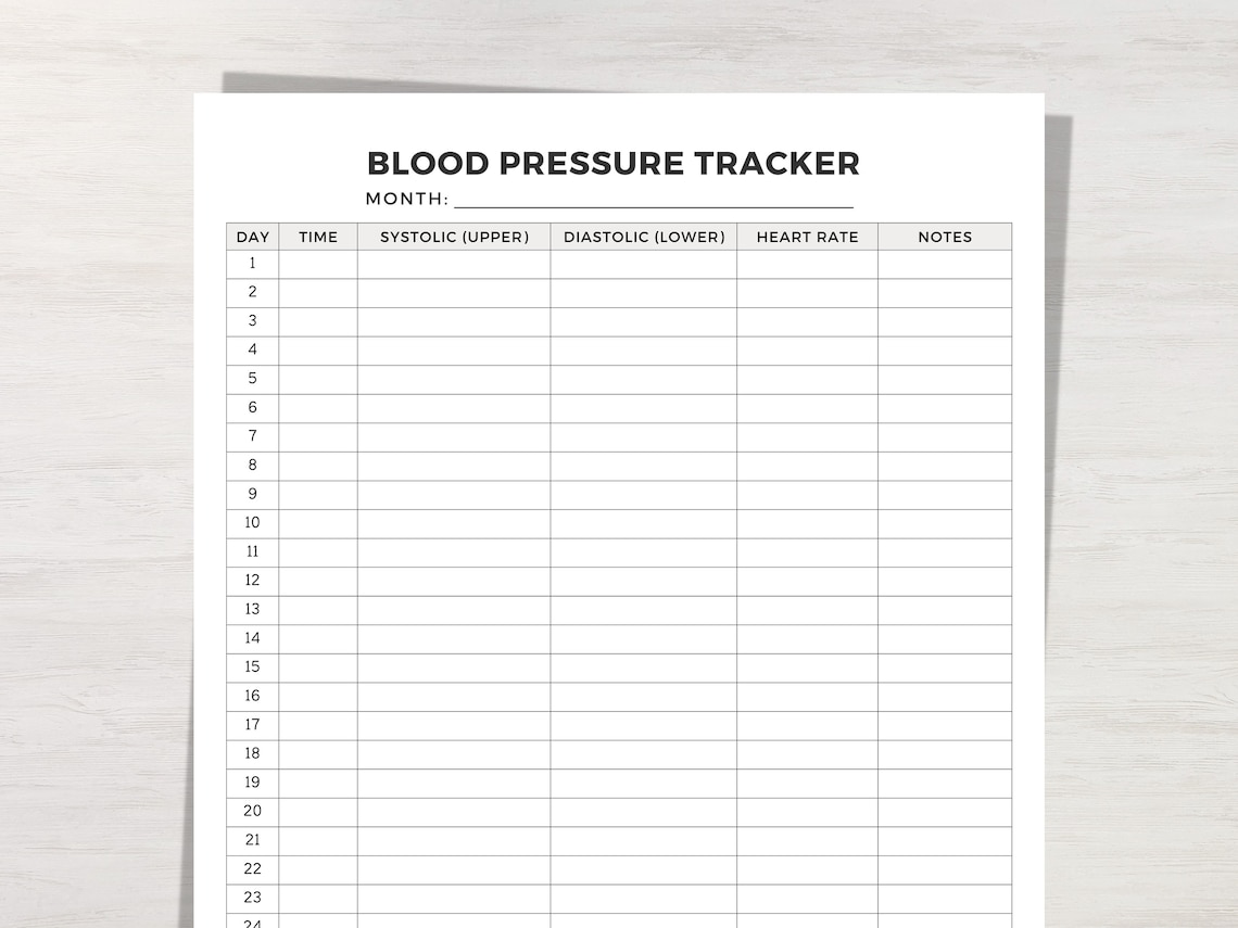 Blood Pressure Tracker Printable Blood Pressure Log BP Log Tracker