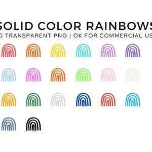 Rainbow Transparent PNG Set | Solid Color Rainbow Digital Graphics Set, Instant Download
