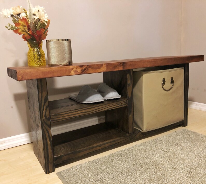 Entryway bench 42 rustic decor storage shoe storage | Etsy