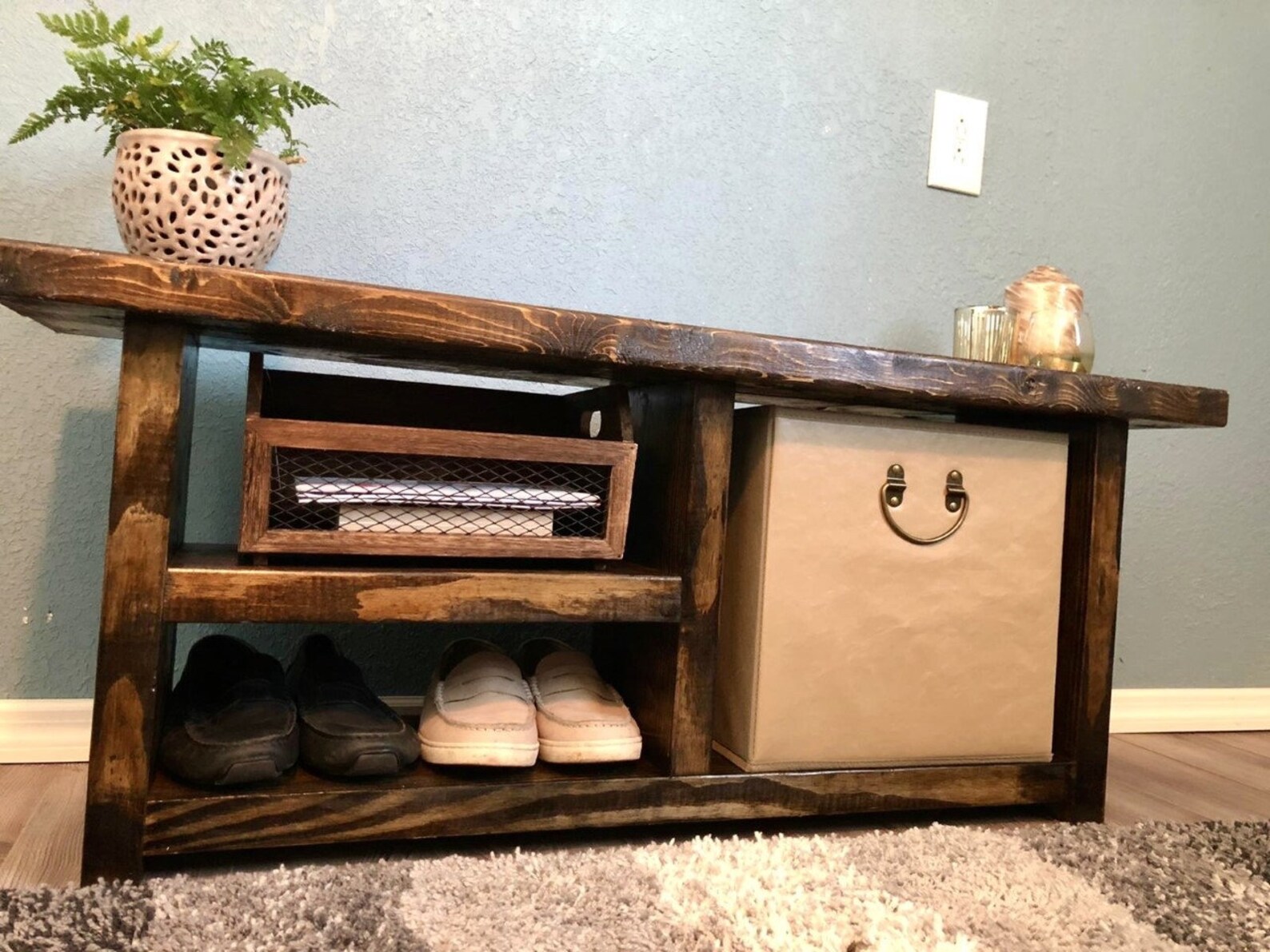 Entryway Bench 30 Rustic Decor Storage Shoe Storage Etsy