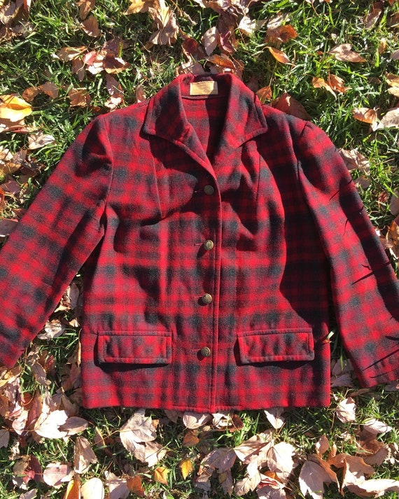 1950s Pendleton red plaid jacket