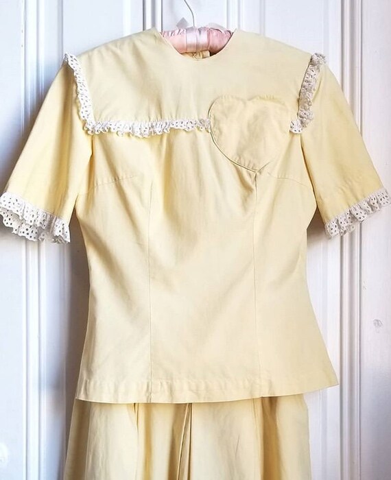 1940s Butter yellow dress set ~ 1940s blouse and s