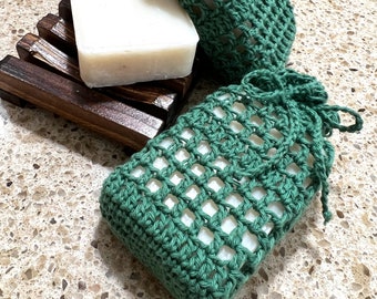 Luxury Oatmeal Soap in Hand-Crocheted Cotton Soap Saver Bag