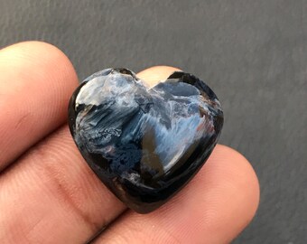 Cabujón de pietersita en forma de corazón AAA: piedra preciosa suelta para hacer colgantes (21 x 22 x 7 mm), 21 cts.