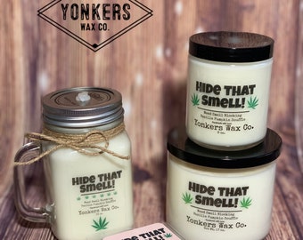Odor Eliminator Soy Candle: "Hide That Smell" Scent (Weed Killer), 100+ Hour Burn