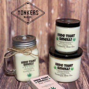 Odor Eliminator Soy Candle: "Hide That Smell" Scent (Weed Killer), 100+ Hour Burn