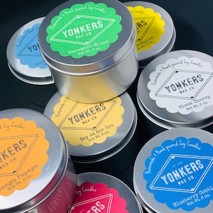 Candle Tins 8 oz - All Natural Soy Candle Tin - 8 oz Candle Tin - Metal Tin Candle - Travel Candle