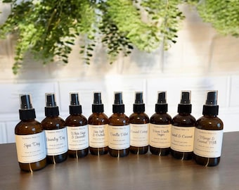 Hand-Poured Room & Linen Spray, 4 oz Amber Bottle, Cozy Home Fragrance