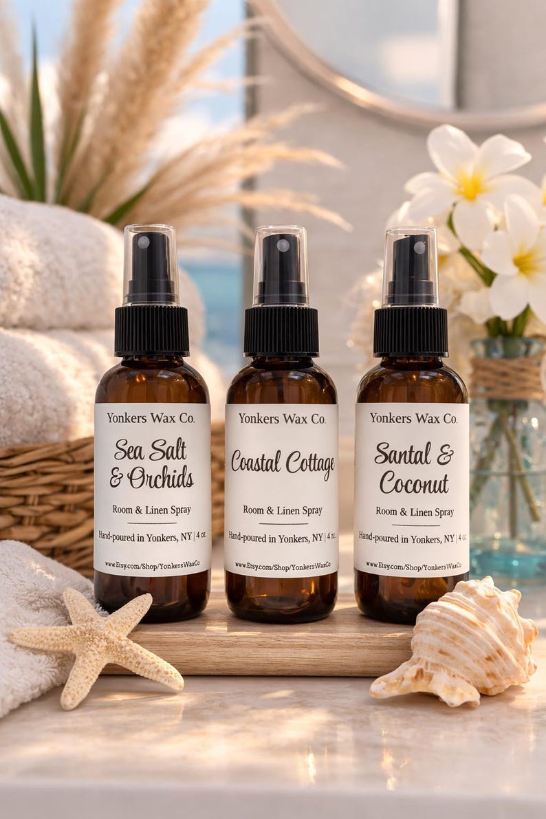 Hand-Poured Room & Linen Spray, 4 oz Amber Bottle, Cozy Home Fragrance immagine 3