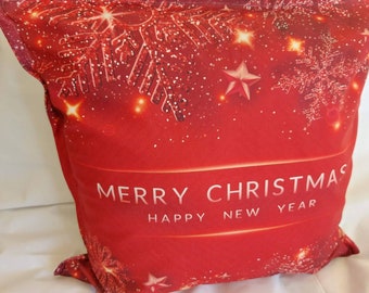 Red Merry Christmas cushion cover