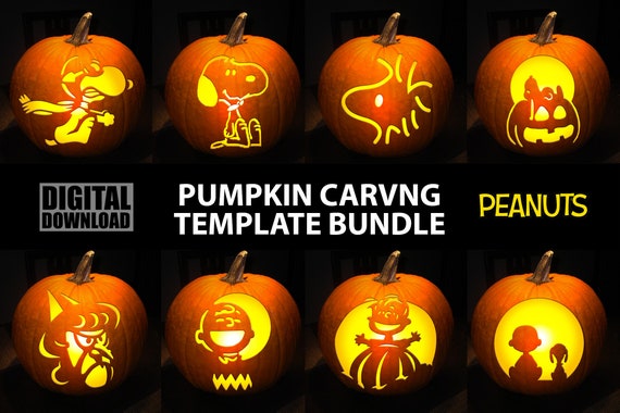 PUMPKIN CARVING TEMPLATE Peanuts Snoopy Bundle Digital