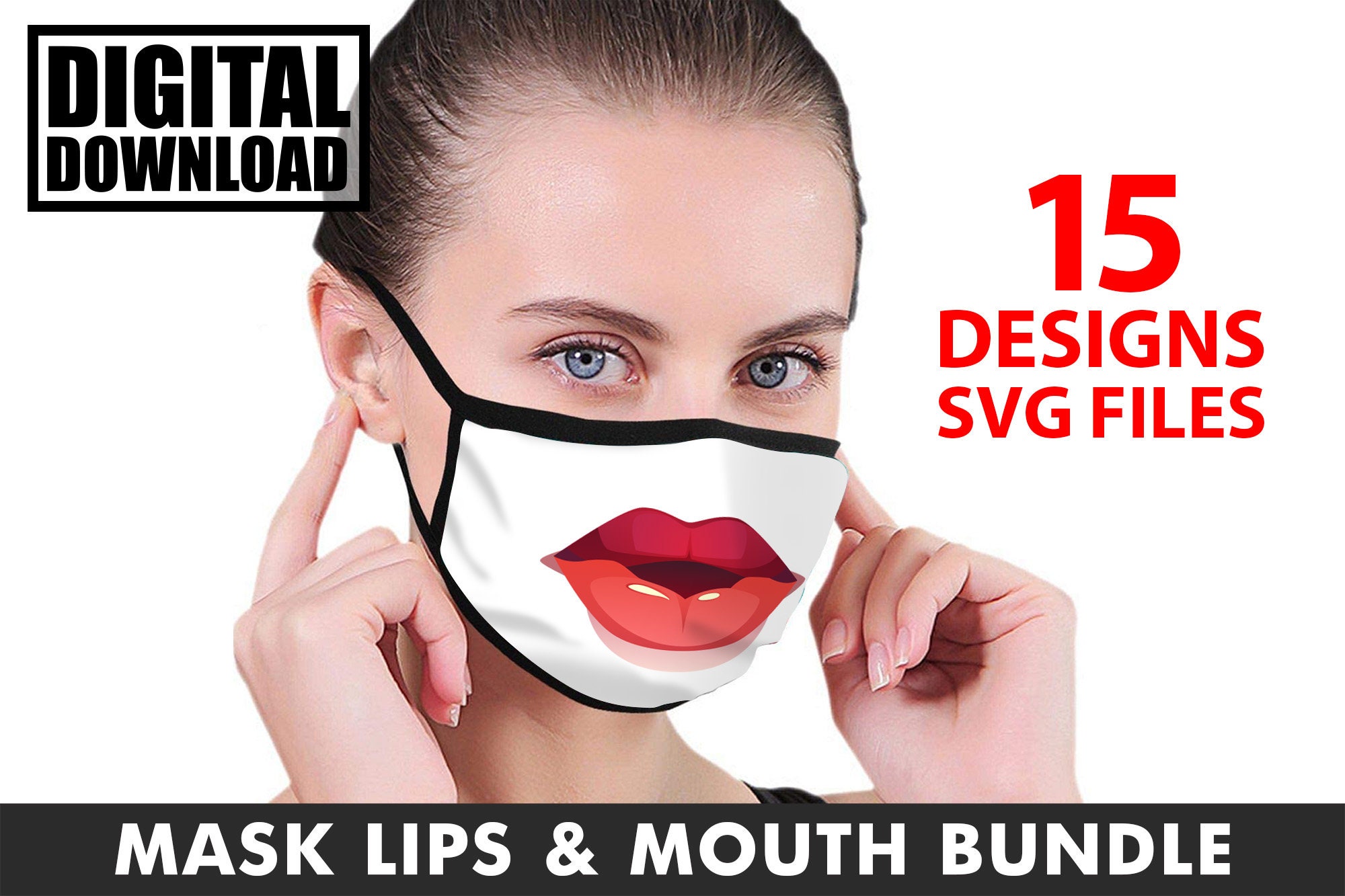 Download CARTOON LIPS & MOUTH Face Mask Pattern Bundle svg cut ...