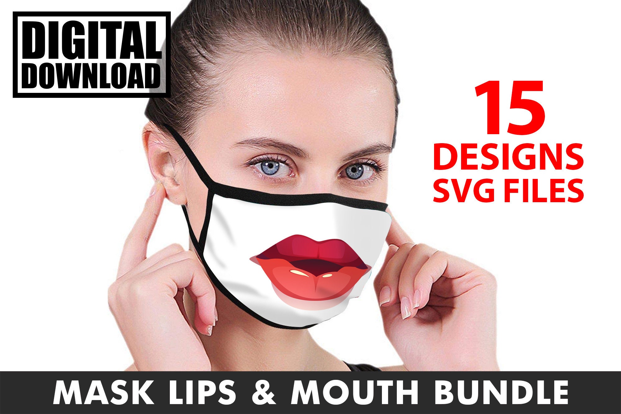 Download CARTOON LIPS & MOUTH Face Mask Pattern Bundle svg cut files | Etsy