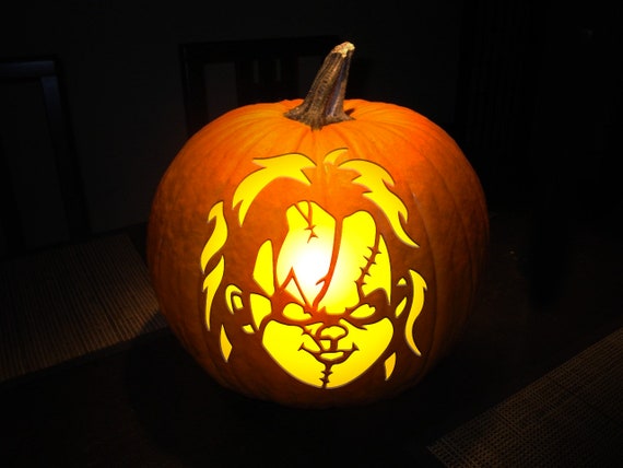 Pumpkin Carving Template Chucky Doll Scary Digital Download Etsy