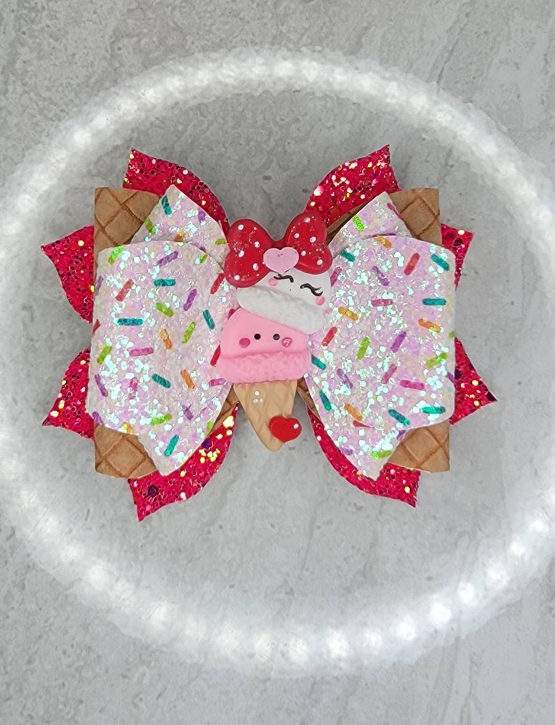Ice Cream Cone Hair Bow Hair Clip Summer Hair Bow Sprinkle Etsy