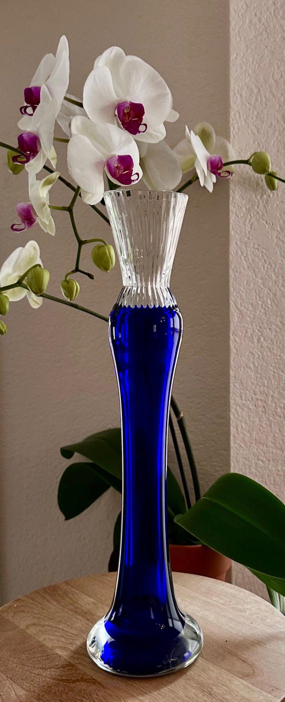 Amazon.com: Czech Bohemian Crystal Glass Vase 12 Elegant Glass Vase - Blue main image 1