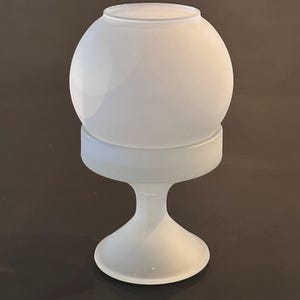 Vintage L.E. Smith Frosted Satin Glass Pedestal Fairy Lamp Candle Holder Modern