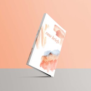Puede incluir: Un libro blanco con el texto "case briefs" en la portada. La portada presenta dise&ntilde;os abstractos de acuarela en tonos naranja, melocot&oacute;n y azul.