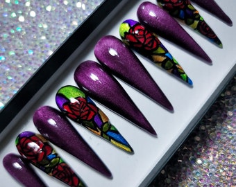 Stained Glass Press on Nail Set