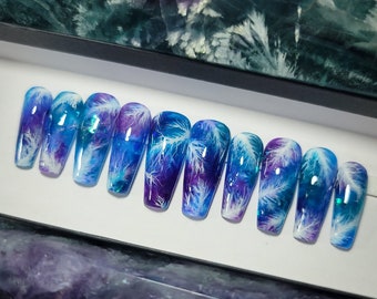 Feather Fluorite Press on Nail Set