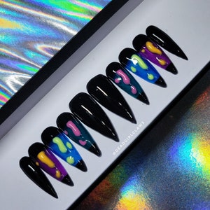 Lava Flow Press on Nail Set Glow in the Dark image 1