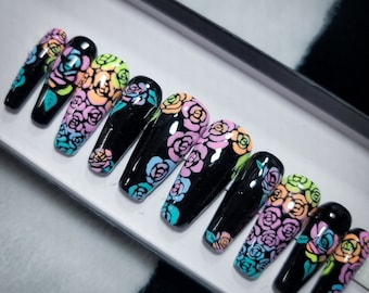 Pastel Rose (Thermal and Glow in the Dark) Press on Nail Set