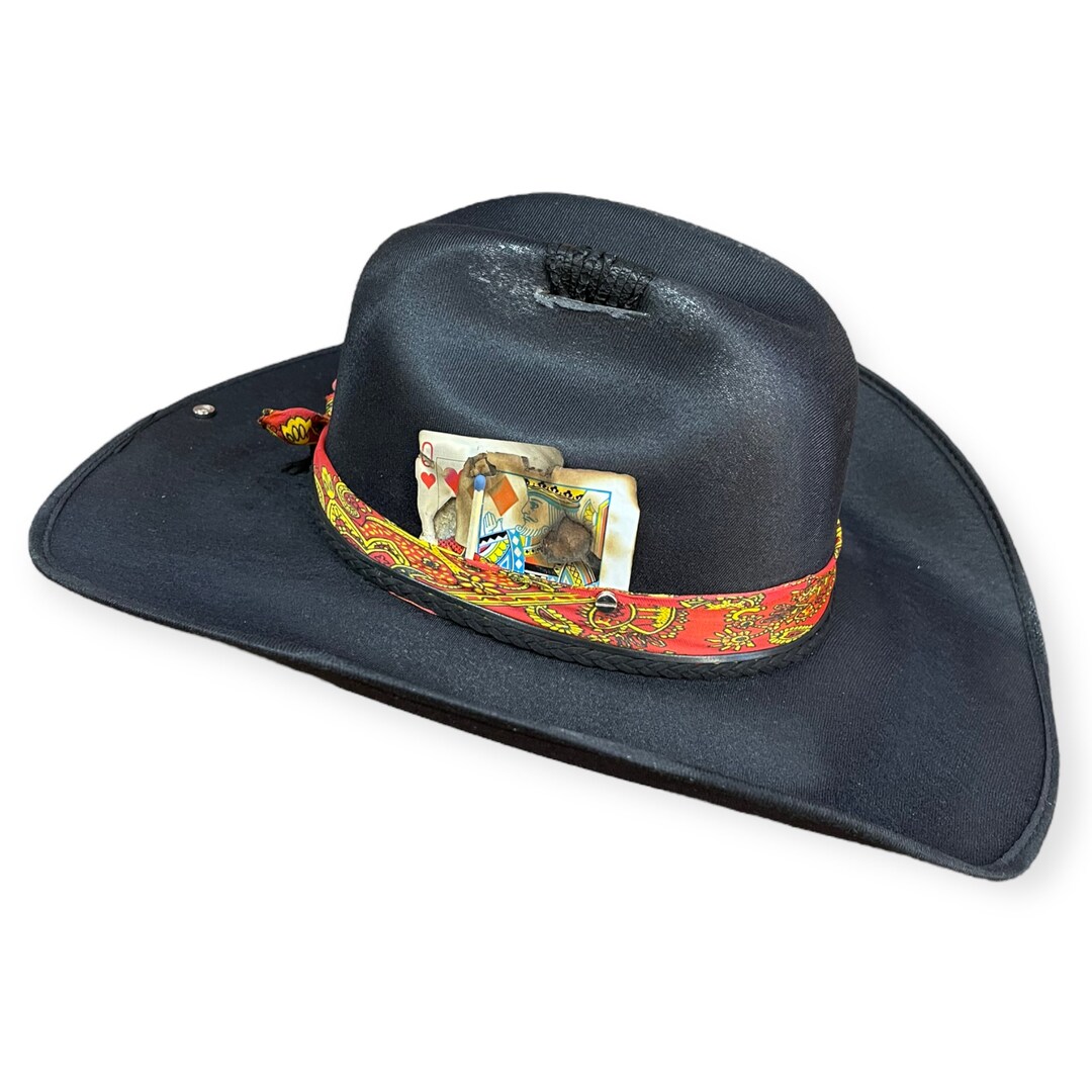 Black Cowboy Hat With Bandana Etsy