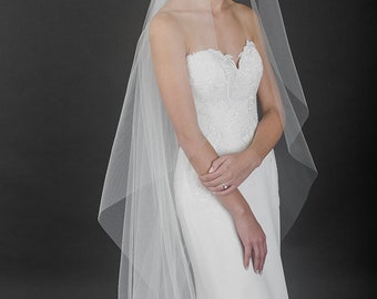 Ready in 2-4 days Raw Edge Waterfall Veil Cascade Raw Cut Single Tier Veil Cathedral Veil Made-to-Order Bespoke Veil