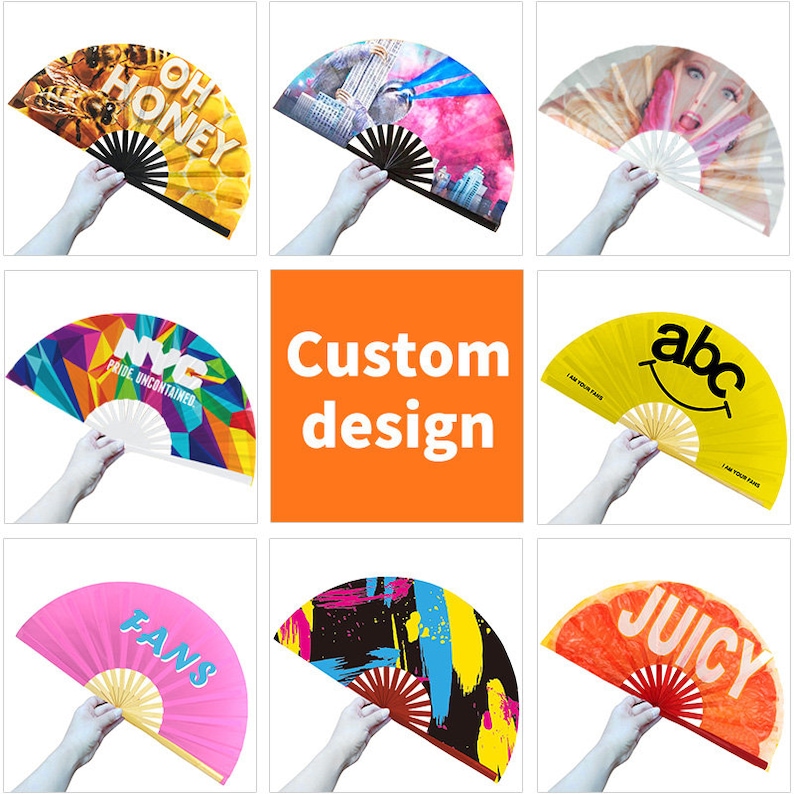 Custom Fan Foldable Personalized Picture handheld fan. Bamboo or Plastic Fan For Raves Clacks Festival BEST PRICE message for bulk order image 6