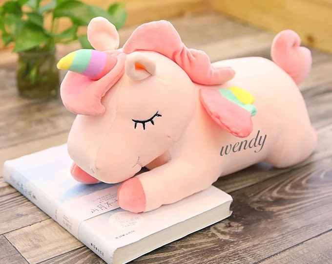 Plush Unicorn Toy Animal Plushie Rainbow Unicorn, Custom Name Embroidery, Stuffed Animal, Plush Toy Multiple Sizes