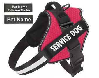 Arnés de perro personalizado SIN chaleco personalizado para mascotas, collar personalizado de arnés para perros reflectante ajustable