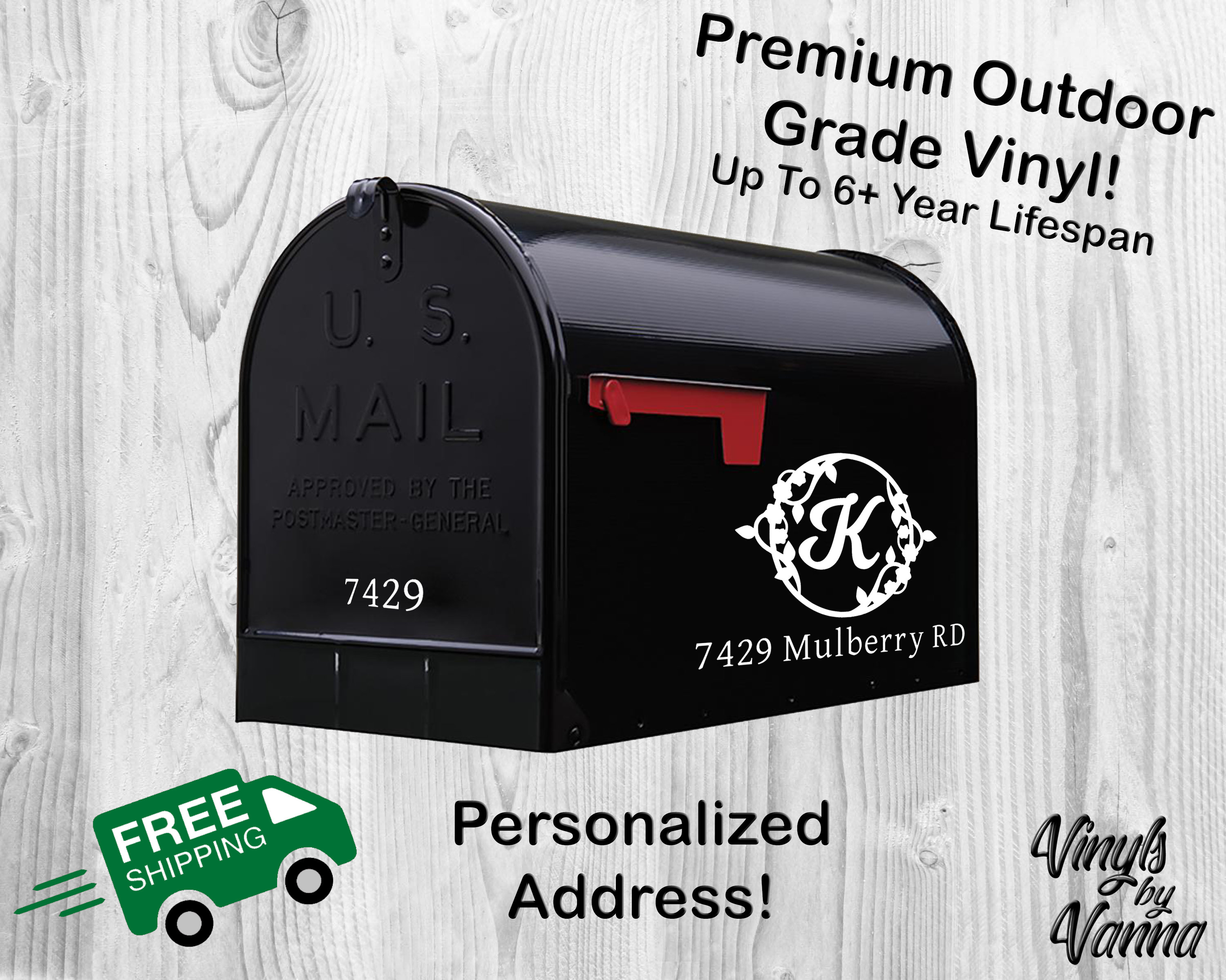 Personalized Mailbox Address Vinyl Decal Sticker Floral Wreath Etsy