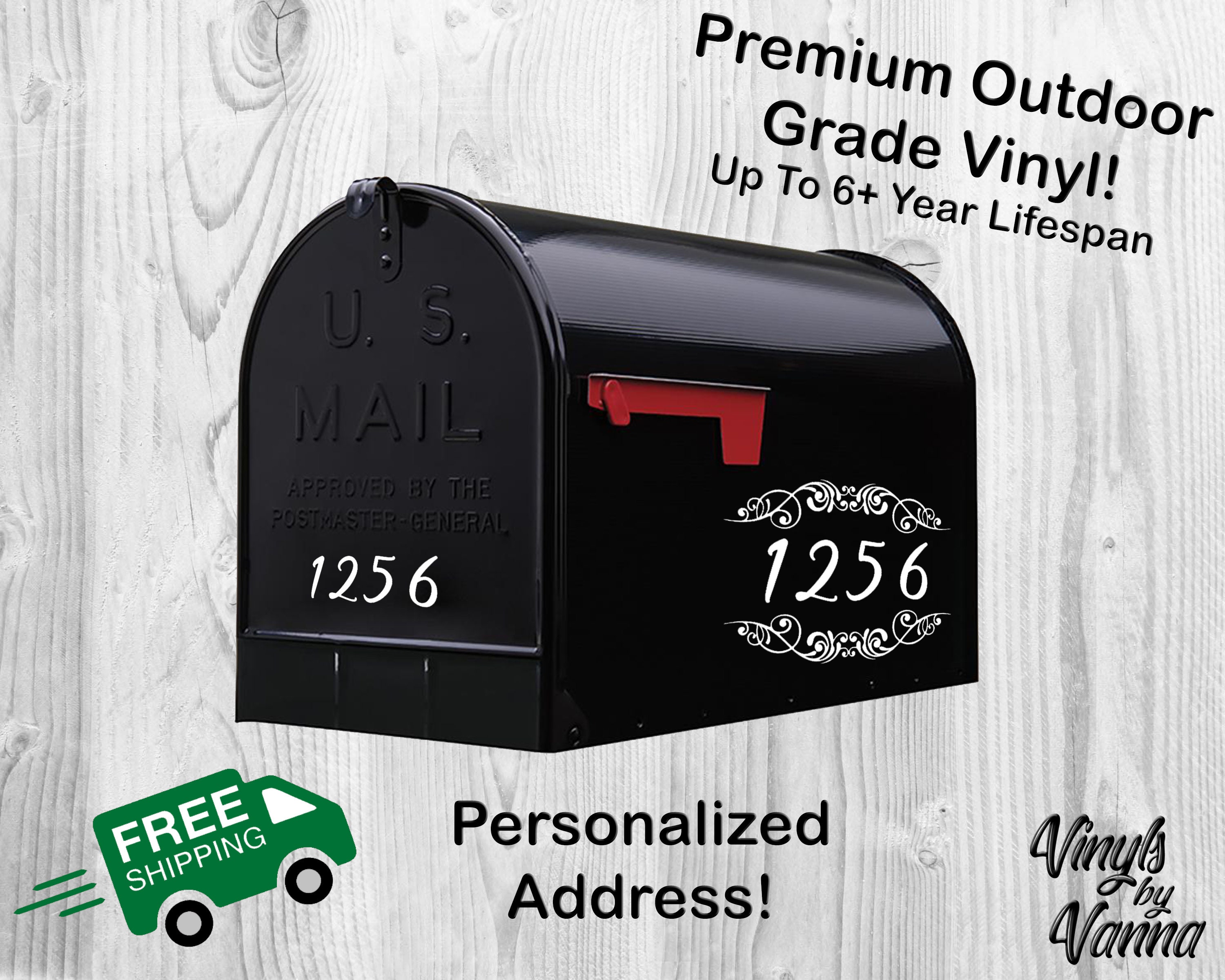 Personalized Mailbox Address Number Vinyl Decal Sticker Fancy Etsy