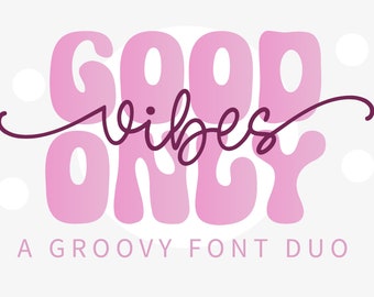 Duo de fontes Retro Groovy: Monoline Script, estilo anos 70 e 80 (download digital)