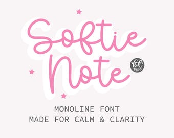 Softie Note-typsnitt: Lekfullt handskrivet typsnitt (OTF/TTF digital nedladdning)