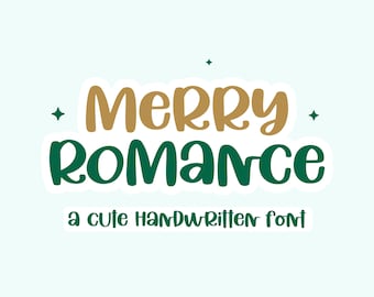 Julteckensnitt SVG | Lekfullt julteckensnitt | Handskrivet kursivt teckensnitt för Cricut | Merry Romance-teckensnitt för hantverk och kort