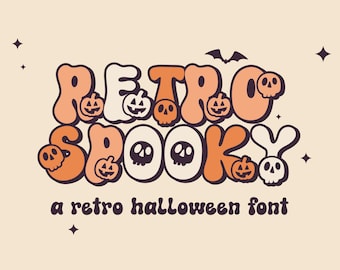 Família de fontes assustadora, descolada e retrô – fonte manuscrita | Halloween, vintage, vibrações dos anos 70 | para pôsteres, branding e convites