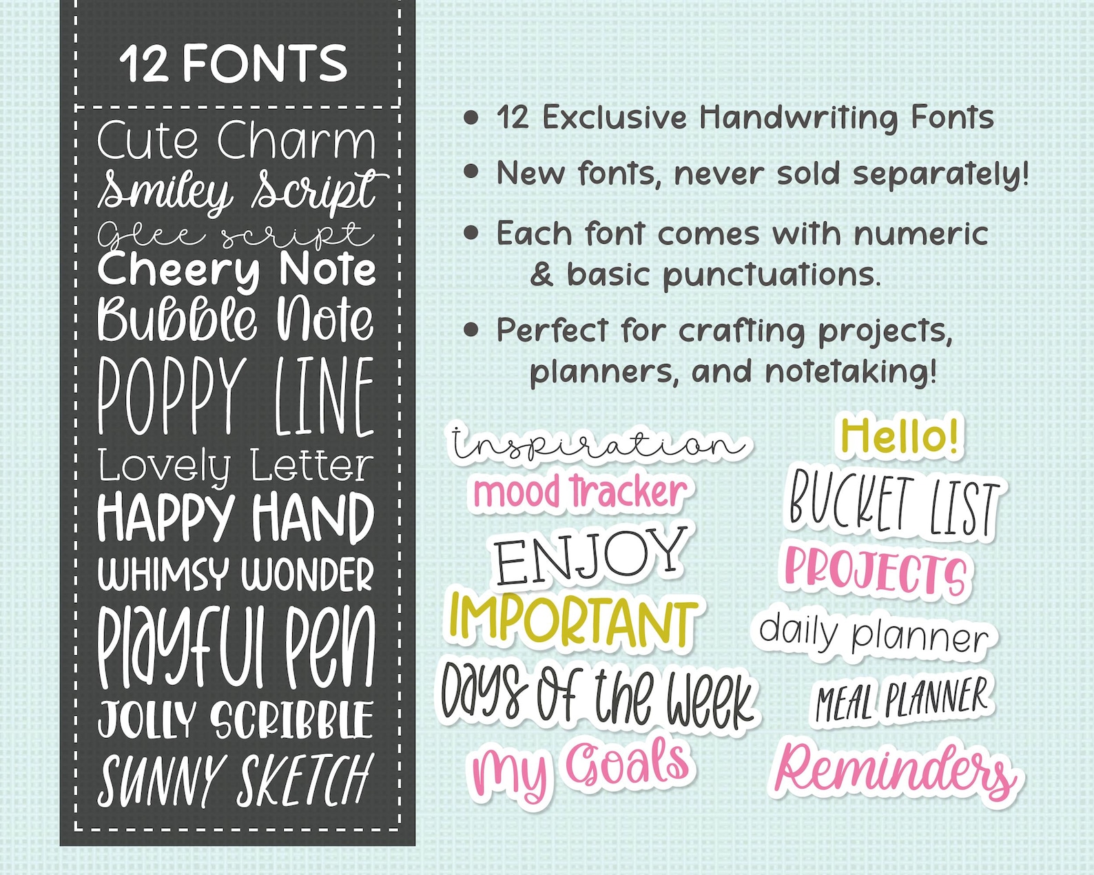 Cute Handwriting Font Bundle | 12 Lovely Fonts (digital Download) - Etsy