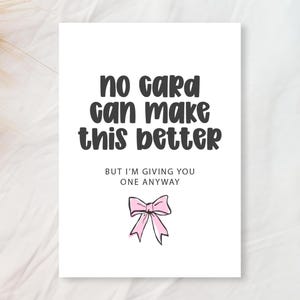Minimal greeting card on soft fabric flatlay featuring the Jelly Puff cute chunky handwritten font in dark gray with a small pink bow illustration. Playful, readable all-caps mix-case display for cards and prints.
