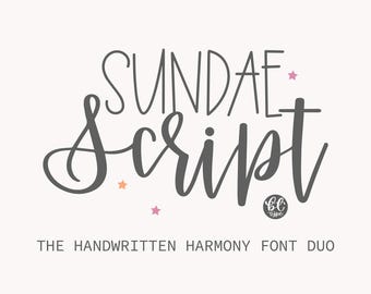 Sundae Script Font Duo: Handskrivna Sans & Script-typsnitt (digital nedladdning)