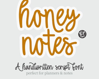 Typsnitt Honey Notes – Handskriven kursiv skrift för planerare, anteckningar och Cricut