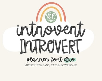 Introvert Planner Font Duo | Script & Sans, Handskriftstypsnitt (digital nedladdning)