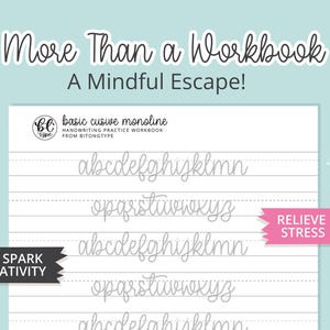 Cursive Monoline Handwriting Workbook, Procreate Brush (PDF & PNG) - Etsy