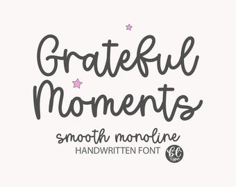 Fonte Grateful Moments – Script Monoline manuscrita, Cricut e SVG (Download Digital)